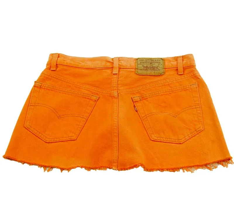 90s Levis Tangerine Coloured Mini Skirt - 6