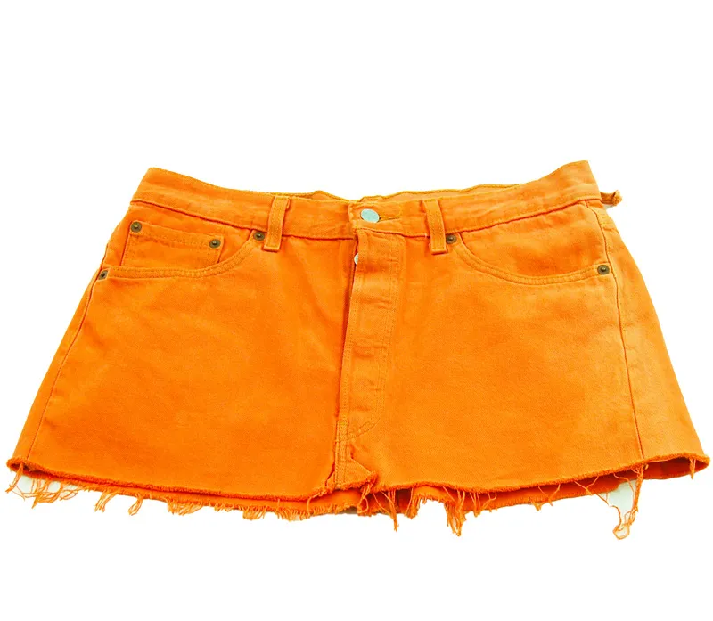 90s Levis Tangerine Coloured Mini Skirt - 6