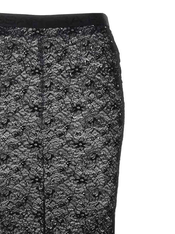 Alessandra Rich Rhinestone Lace Midi Skirt