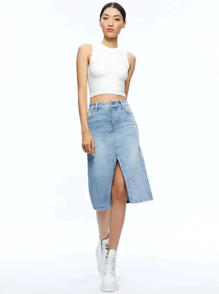 Alice + Olivia - Rye Midi Denim Skirt - Lightning Blue