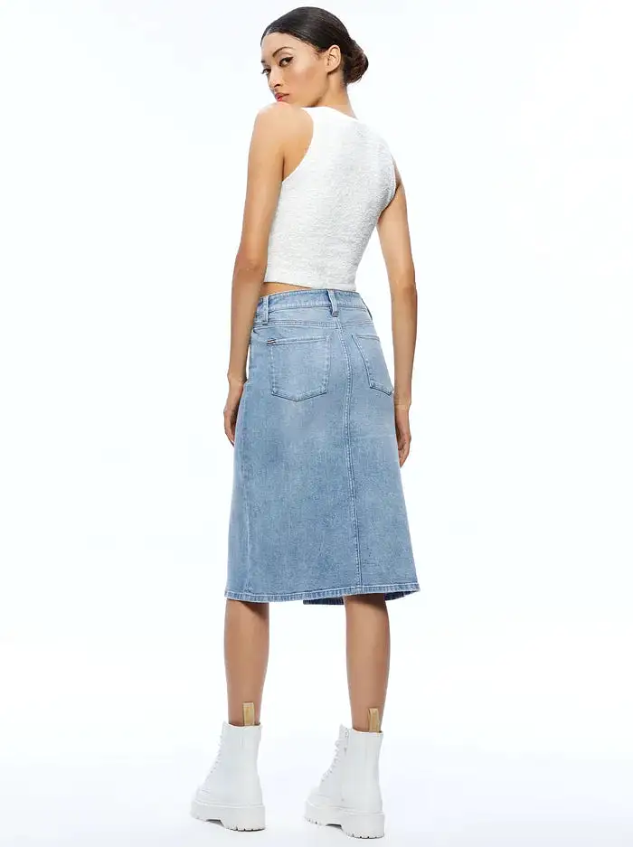 Alice + Olivia - Rye Midi Denim Skirt - Lightning Blue