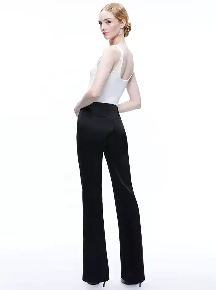 Alice + Olivia - Teeny Satin Bootcut Pant - Black