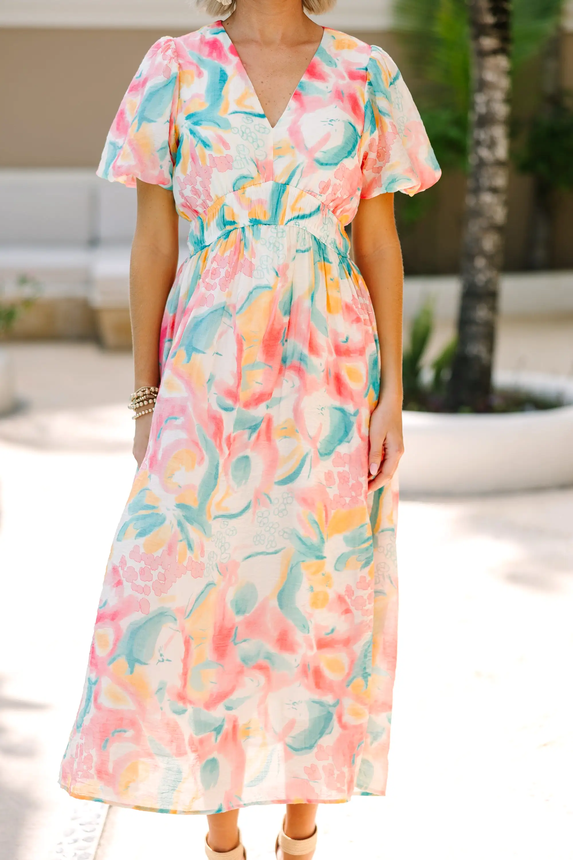 All Over Again Pink Floral Midi Dress