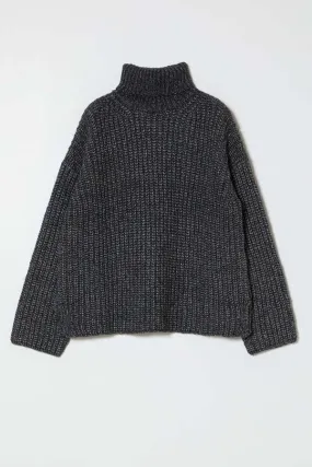 Alpace Rib Turtleneck - Charcoal