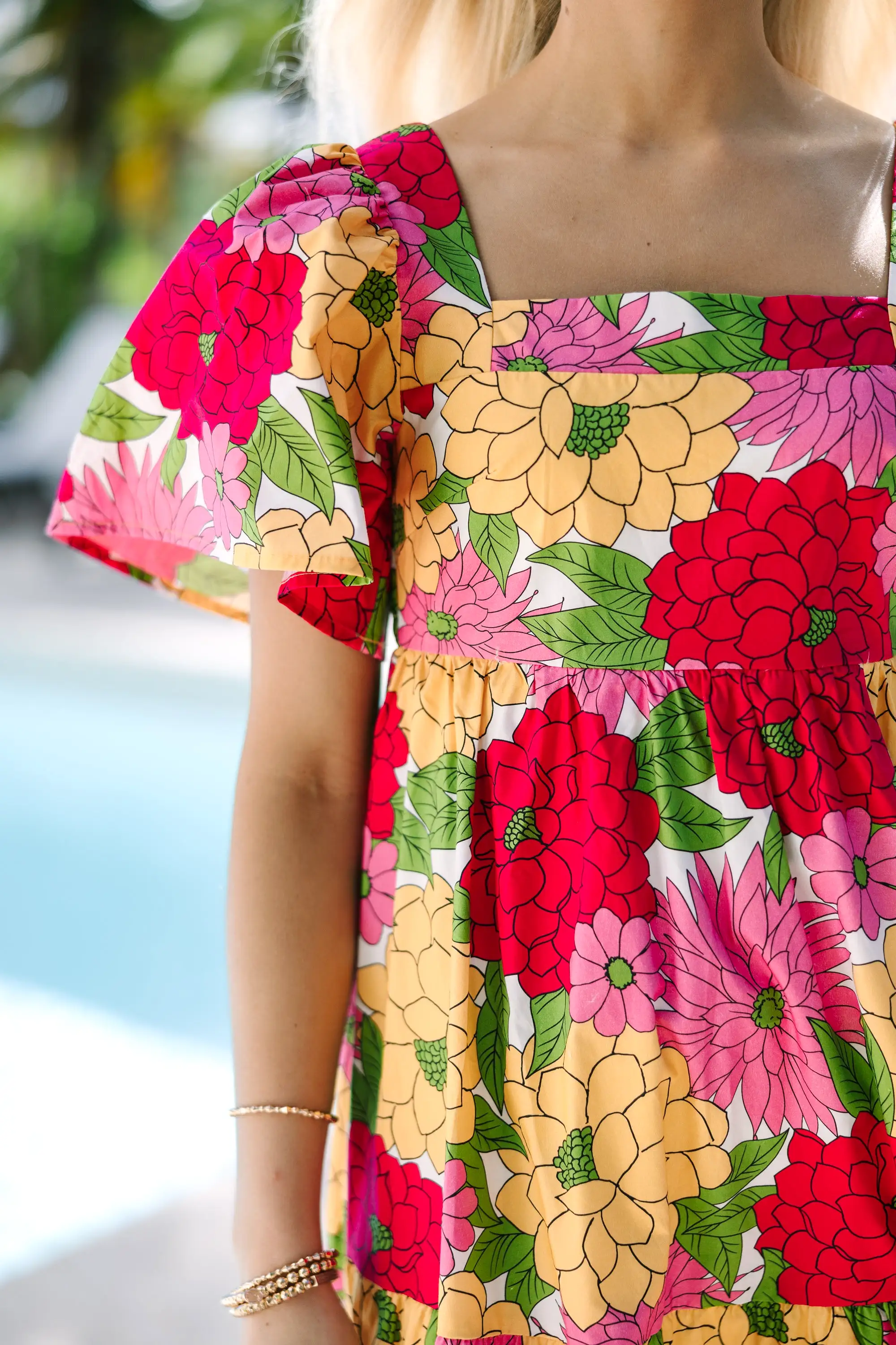 Answer The Call Fuchsia Pink Floral Midi Dress