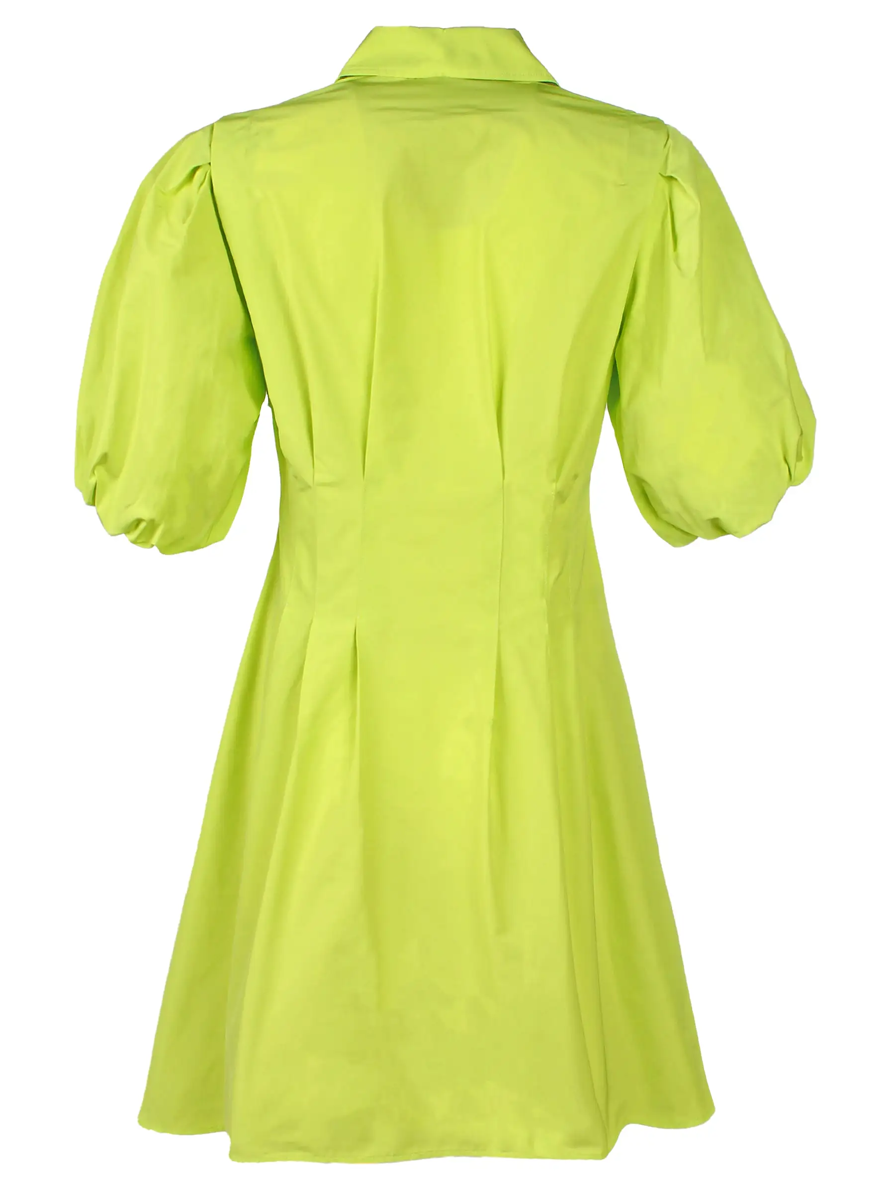 Avery Tucked Waist Neon Lime Shirt Dress Techy Taffeta