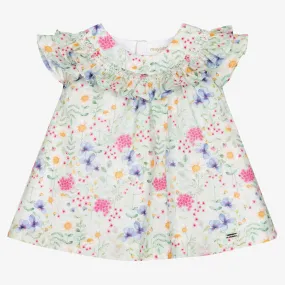 Baby Girls Green Cotton Floral Dress 