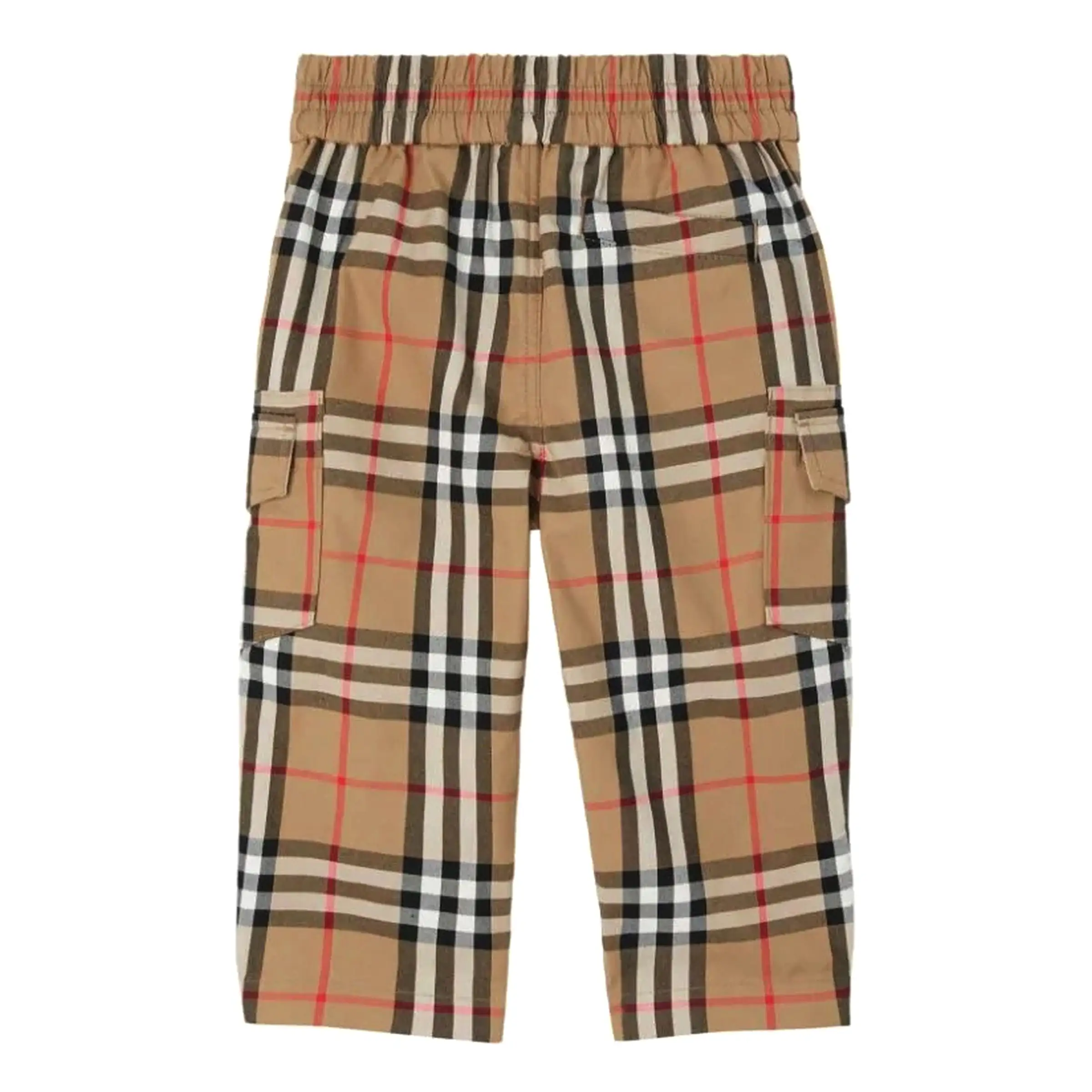 Beige Check Cotton Pants