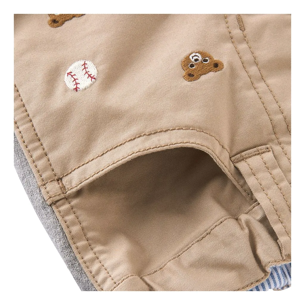 Beige Embroidered Pants