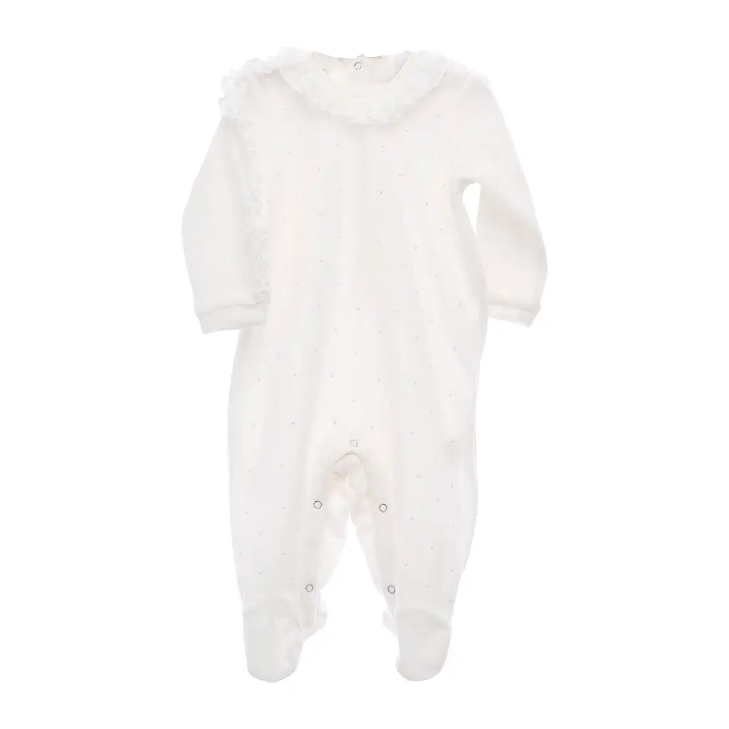 Beige Long Sleeve Ruffle Onesie