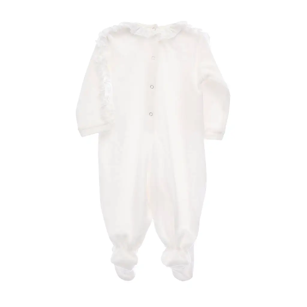 Beige Long Sleeve Ruffle Onesie