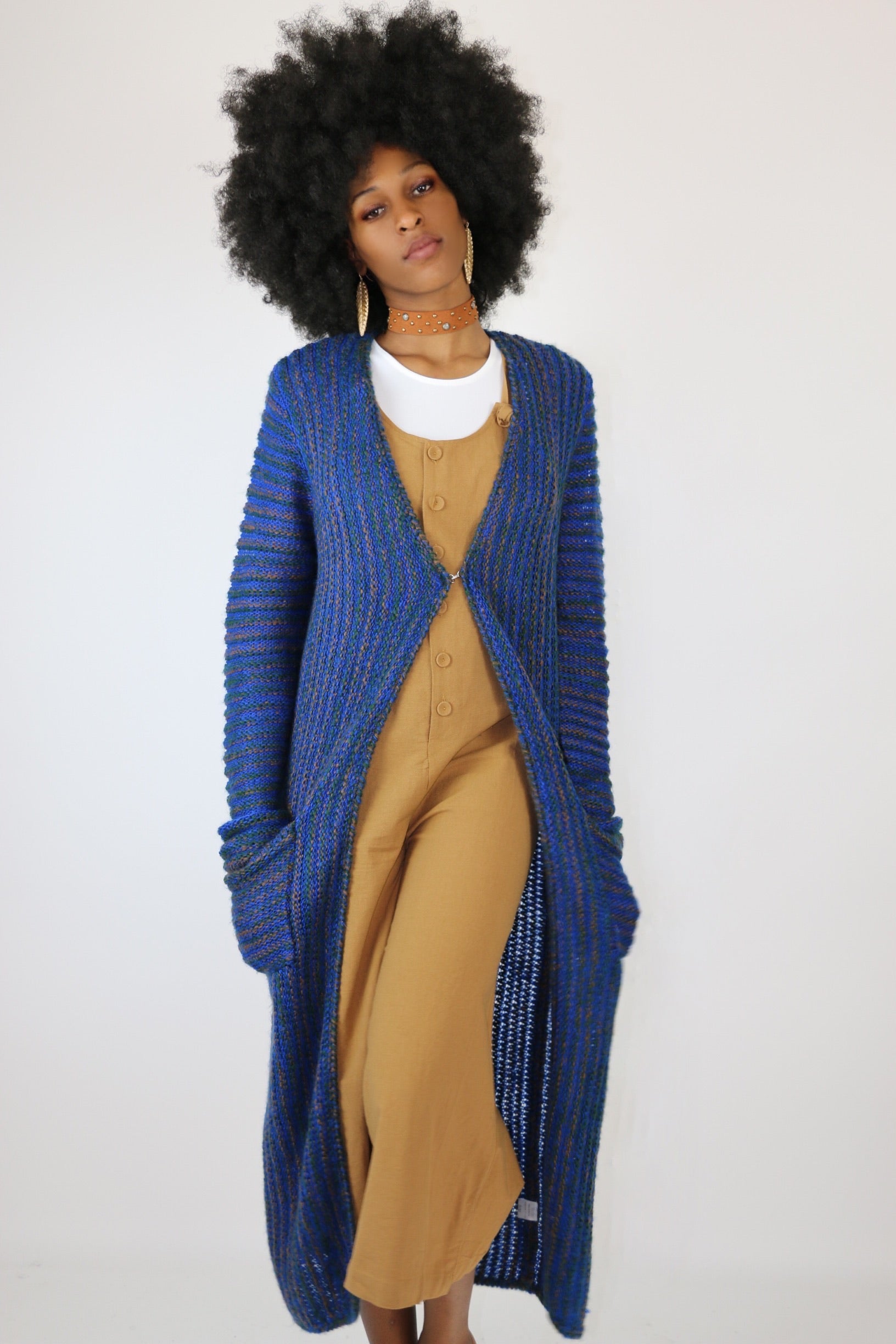 Berry Blue Maxi Sweater Cardigan