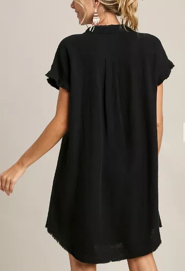 Black Gauze Shirt Dress