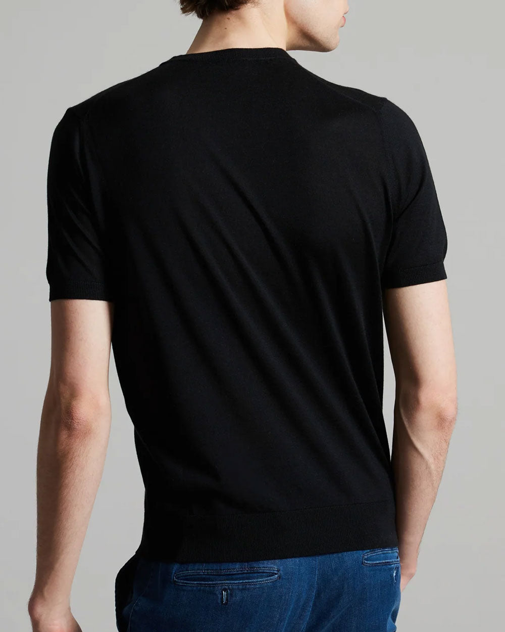 Black Roundneck Short Sleeve Sweater