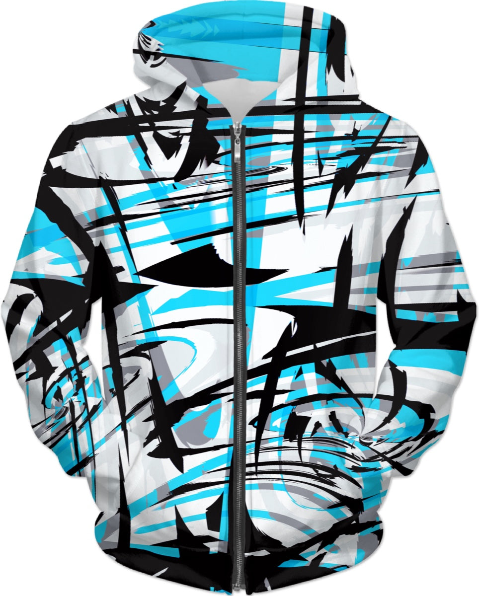 Blue Graffiti Mix Zip-Up Hoodie