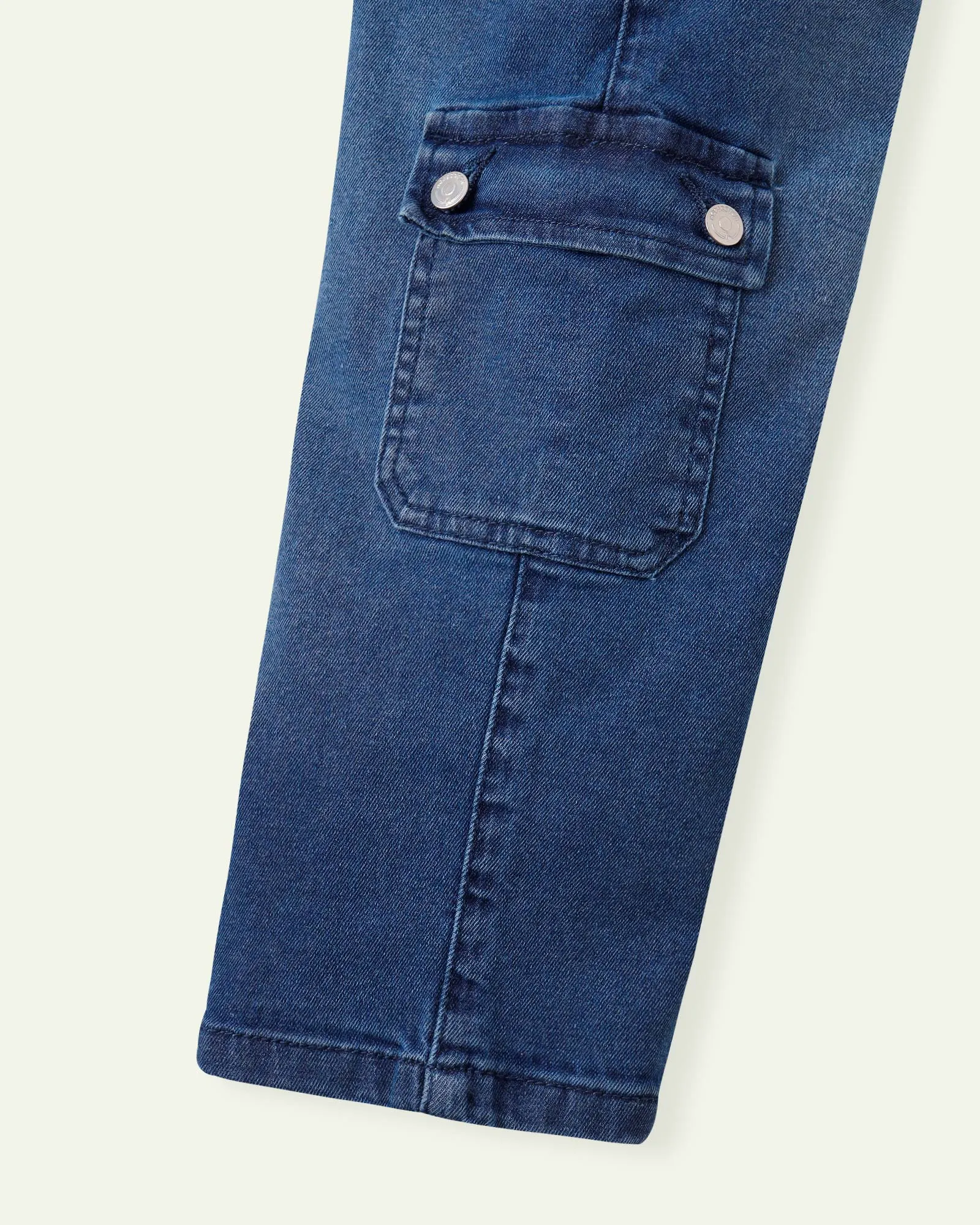 Blue High Rise Cargo Jeans