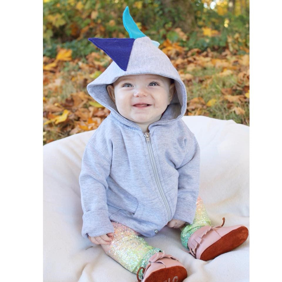 Blue Ombre Dinosaur Spike Hoodie