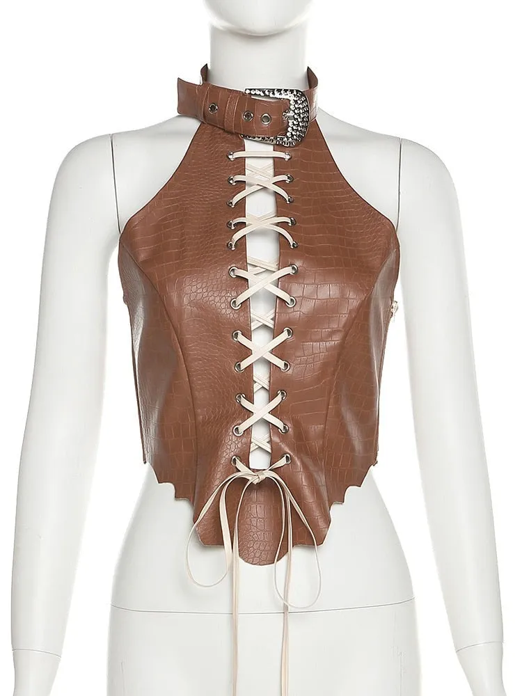 Buckle Croc Corset Top