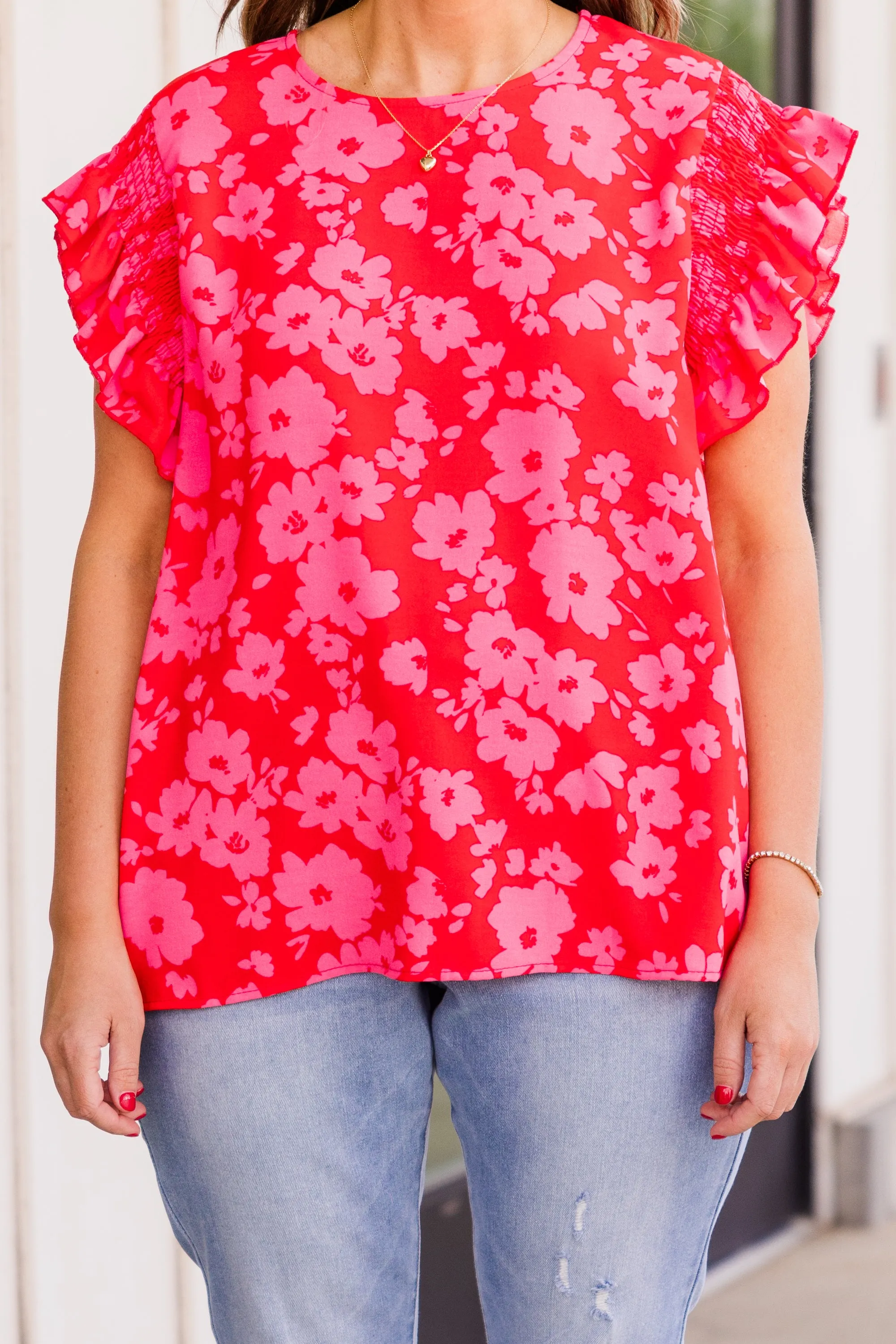 Buy Me Time Top, Red-Fuchsia