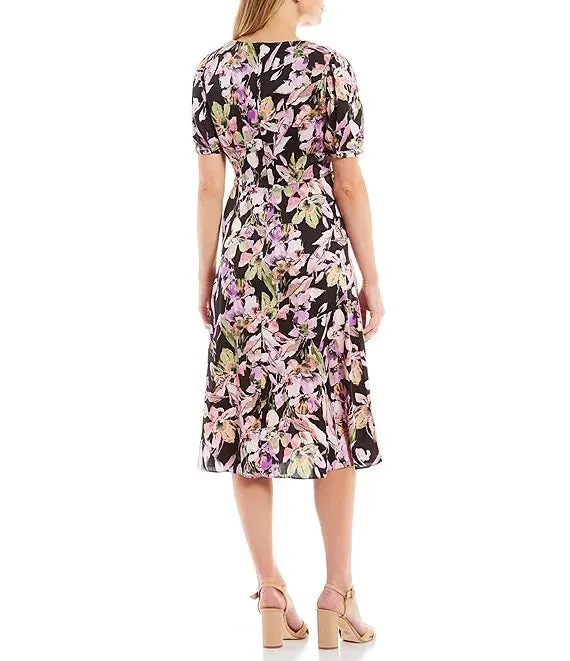 Cap Sleeve Midi Floral Dress