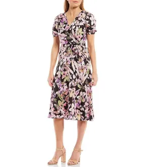 Cap Sleeve Midi Floral Dress