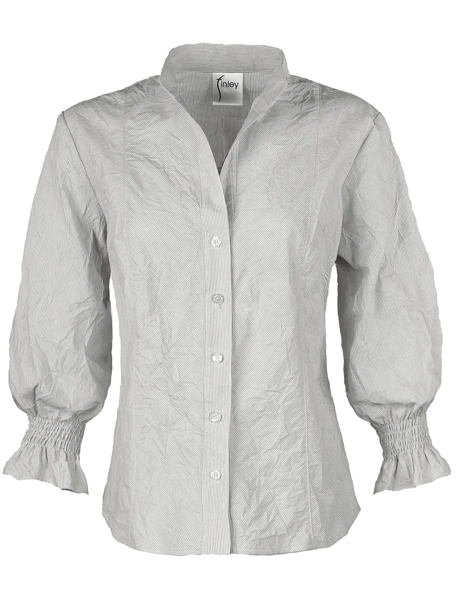 Carrie Shirt Tan Crushed Pinstripe