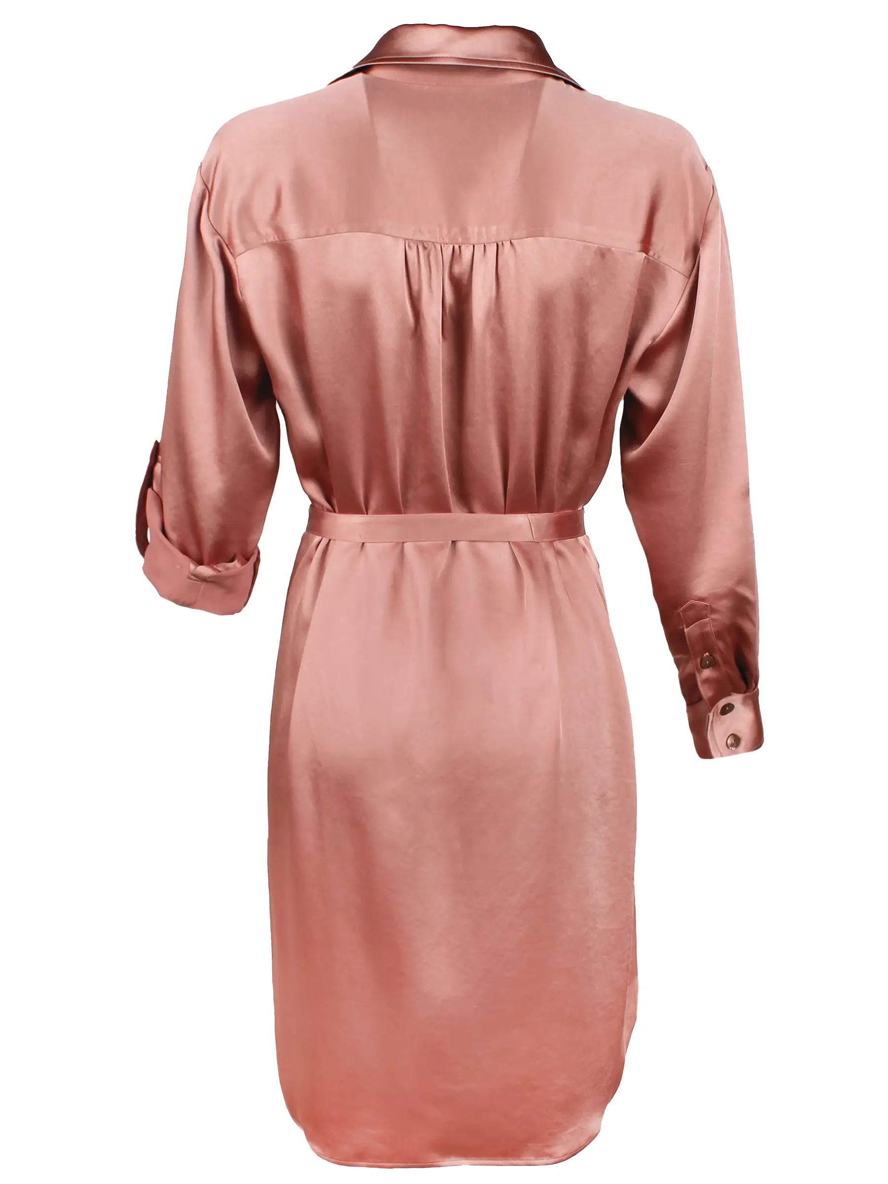 Carter Shirt Dress Rose Gold Hammered Satin