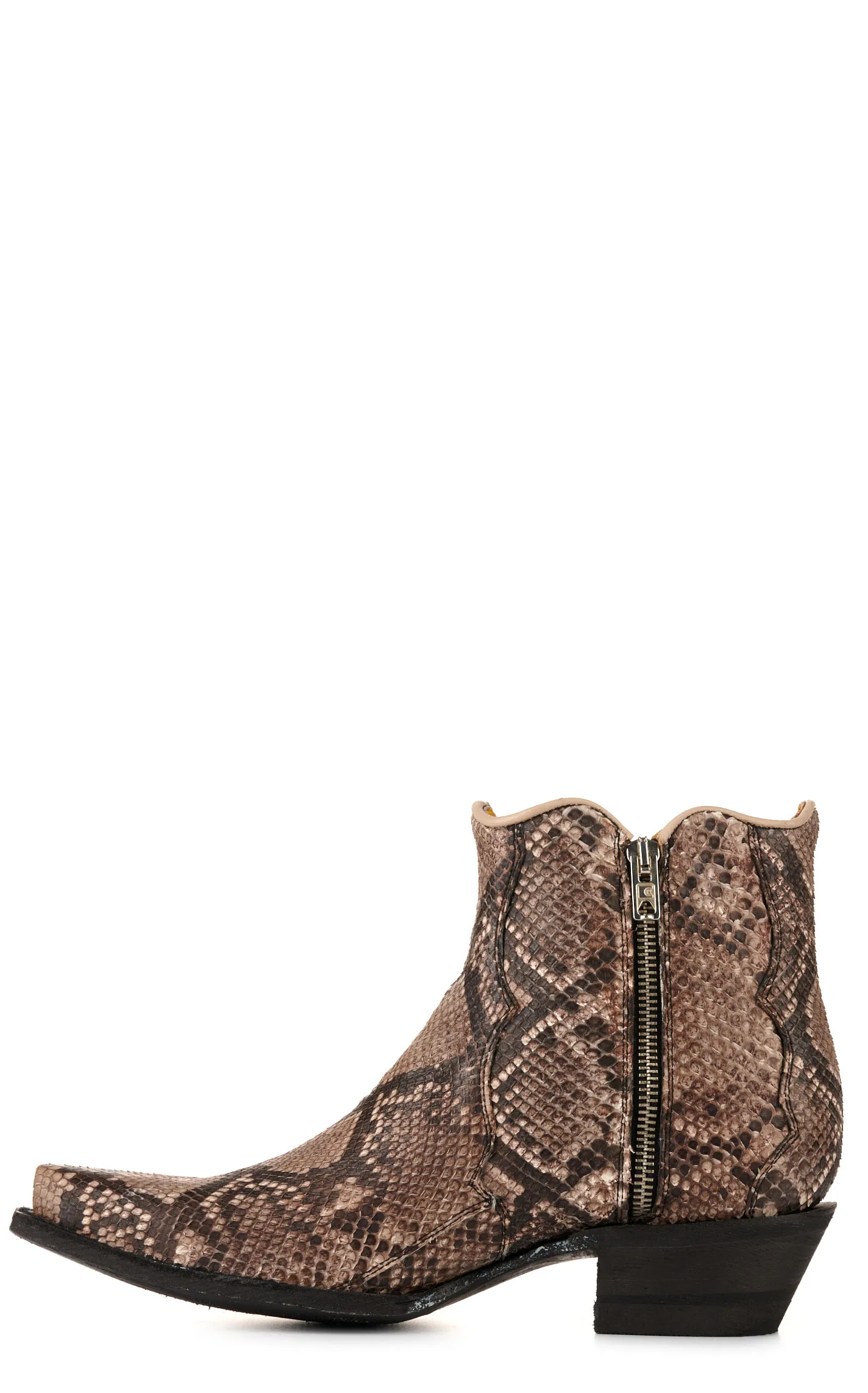 Cavender's Women's Rustic Natural Python Snip Toe Western Booties