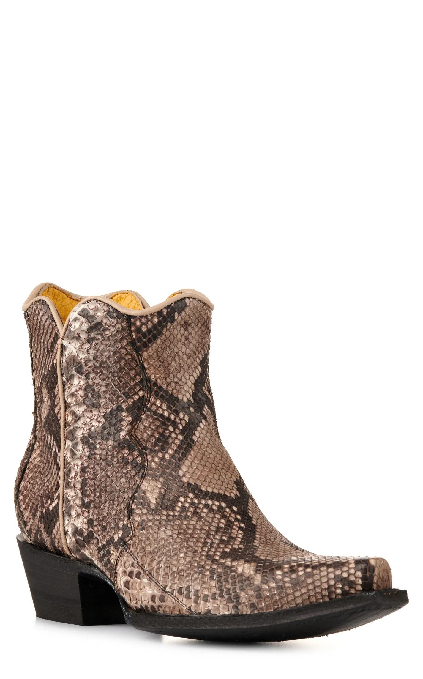 Cavender's Women's Rustic Natural Python Snip Toe Western Booties