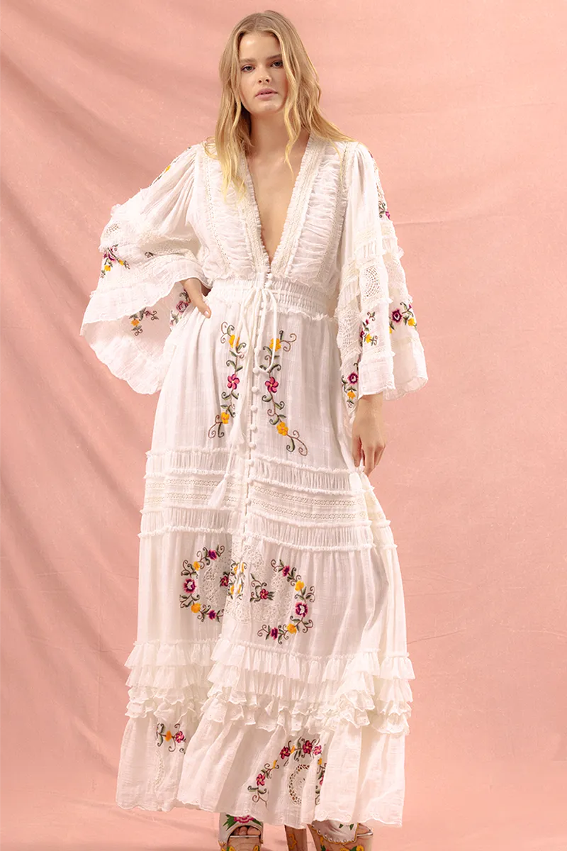 Charm Your Way - Embroidered Maxi Dress/Duster