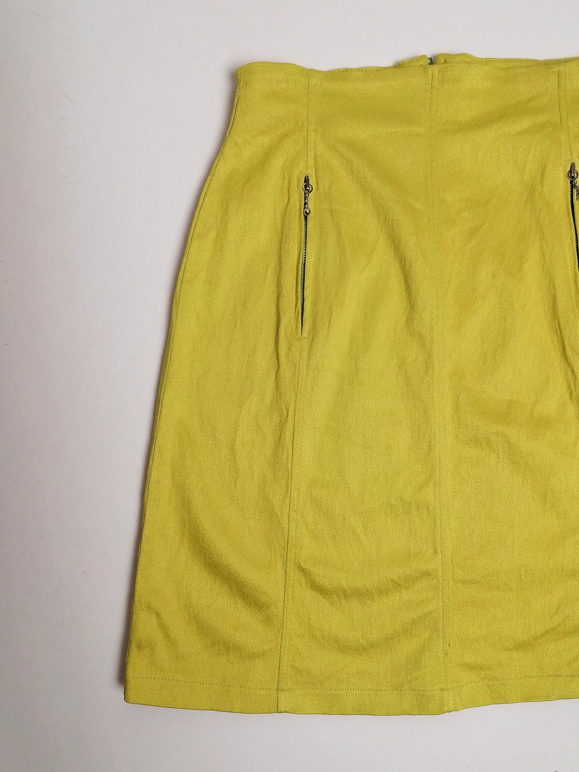 Chartreuse High waist A-line Mini Skirt - size S