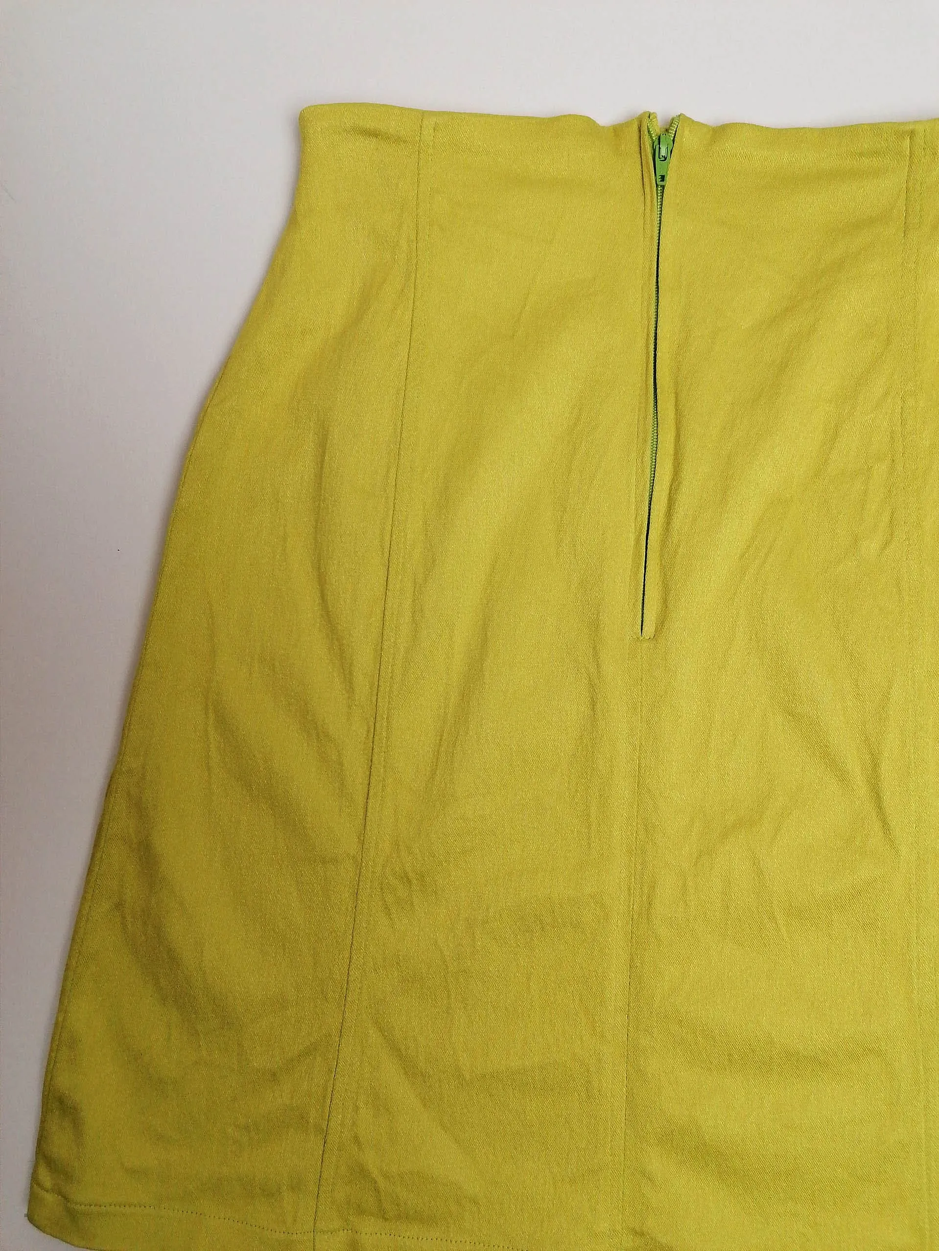 Chartreuse High waist A-line Mini Skirt - size S