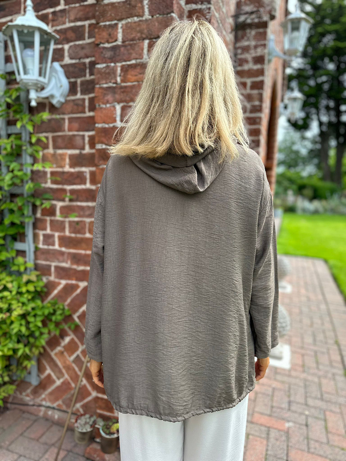 Chocolate Drawstring Zip Jacket Freya