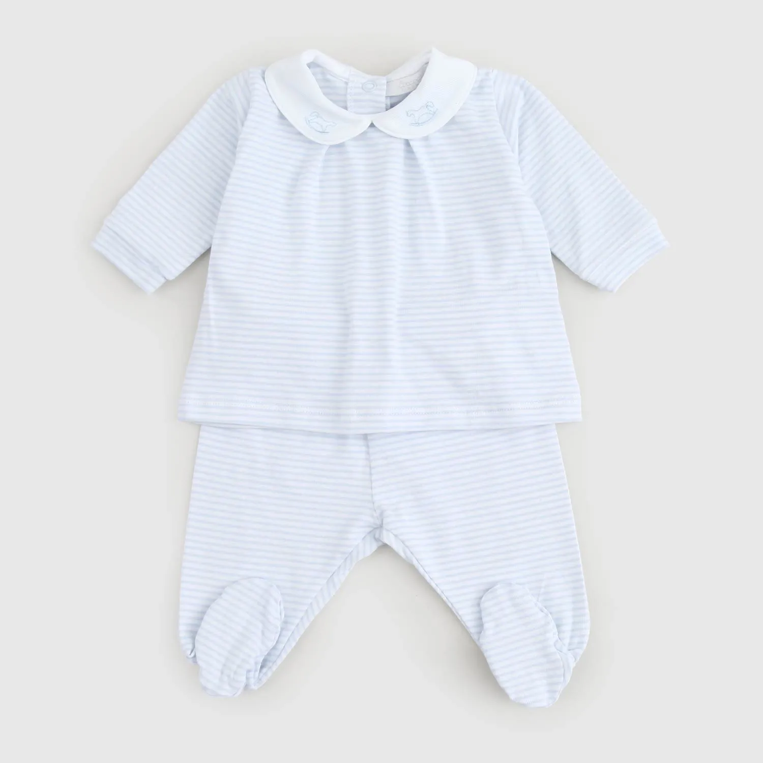 Coccode' Newborn Baby Boy's Light Blue Striped Bodysuit Set