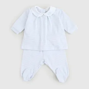 Coccode' Newborn Baby Boy's Light Blue Striped Bodysuit Set