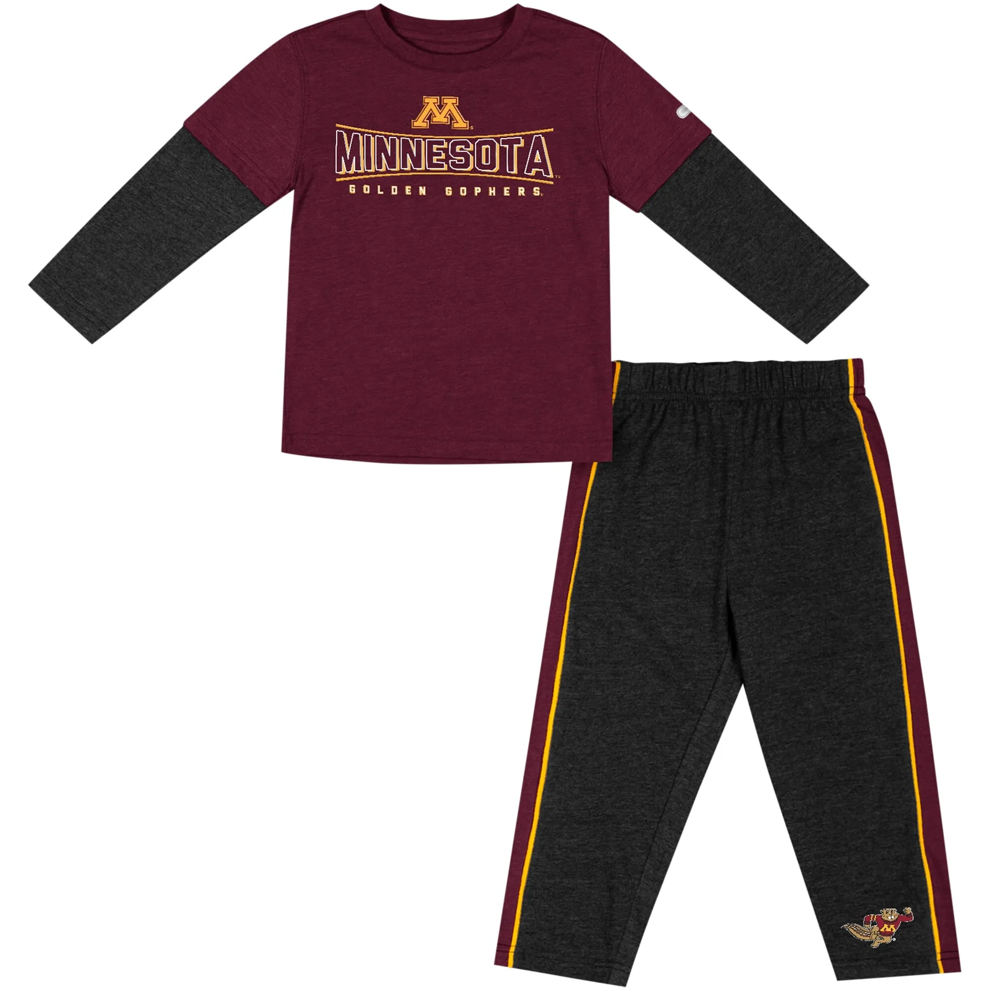 Colosseum Minnesota Golden Gophers Toddler Maroon/Black Long Sleeve T-Shirt & Pants Set