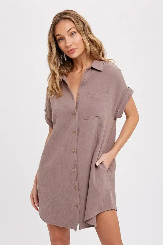 Cotton Gauze Shirt Dress