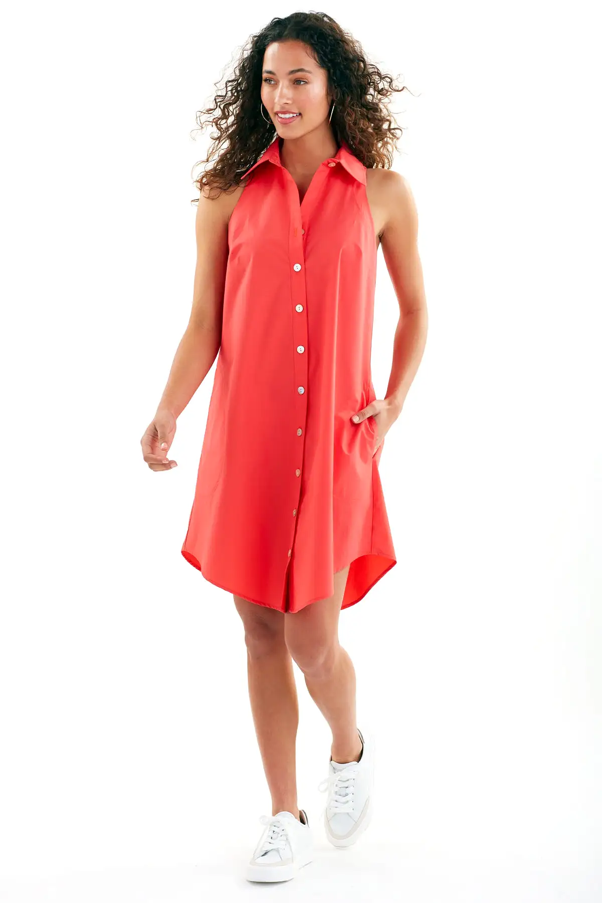 Cotton Swing Dress Fireball Orange