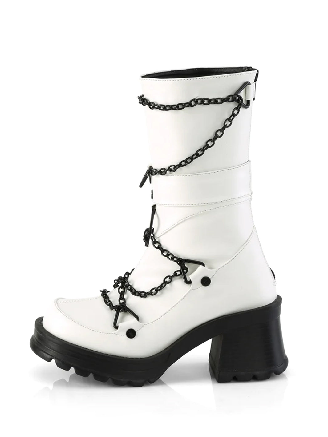 DEMONIA BRATTY-120 - WHITE VEGAN LEATHER  PRE ORDER 