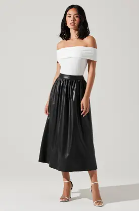 Diandra Faux Leather Midi Skirt