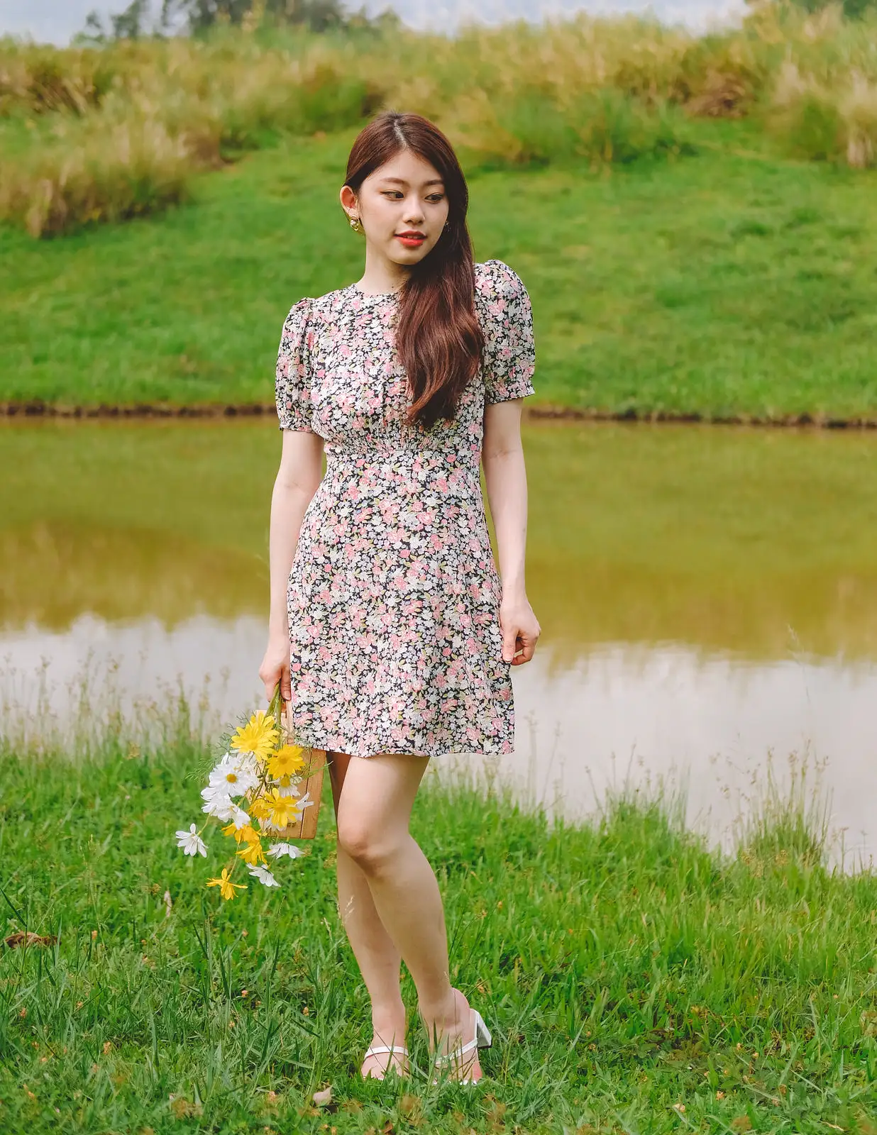 Ella Floral Dress in Black