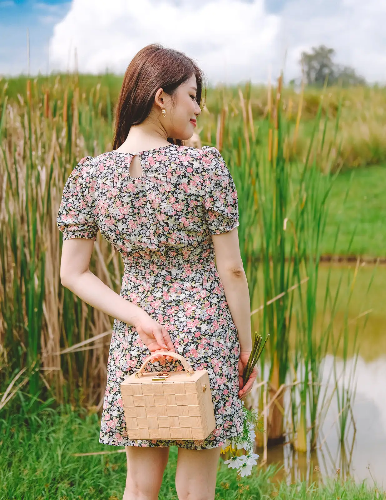 Ella Floral Dress in Black