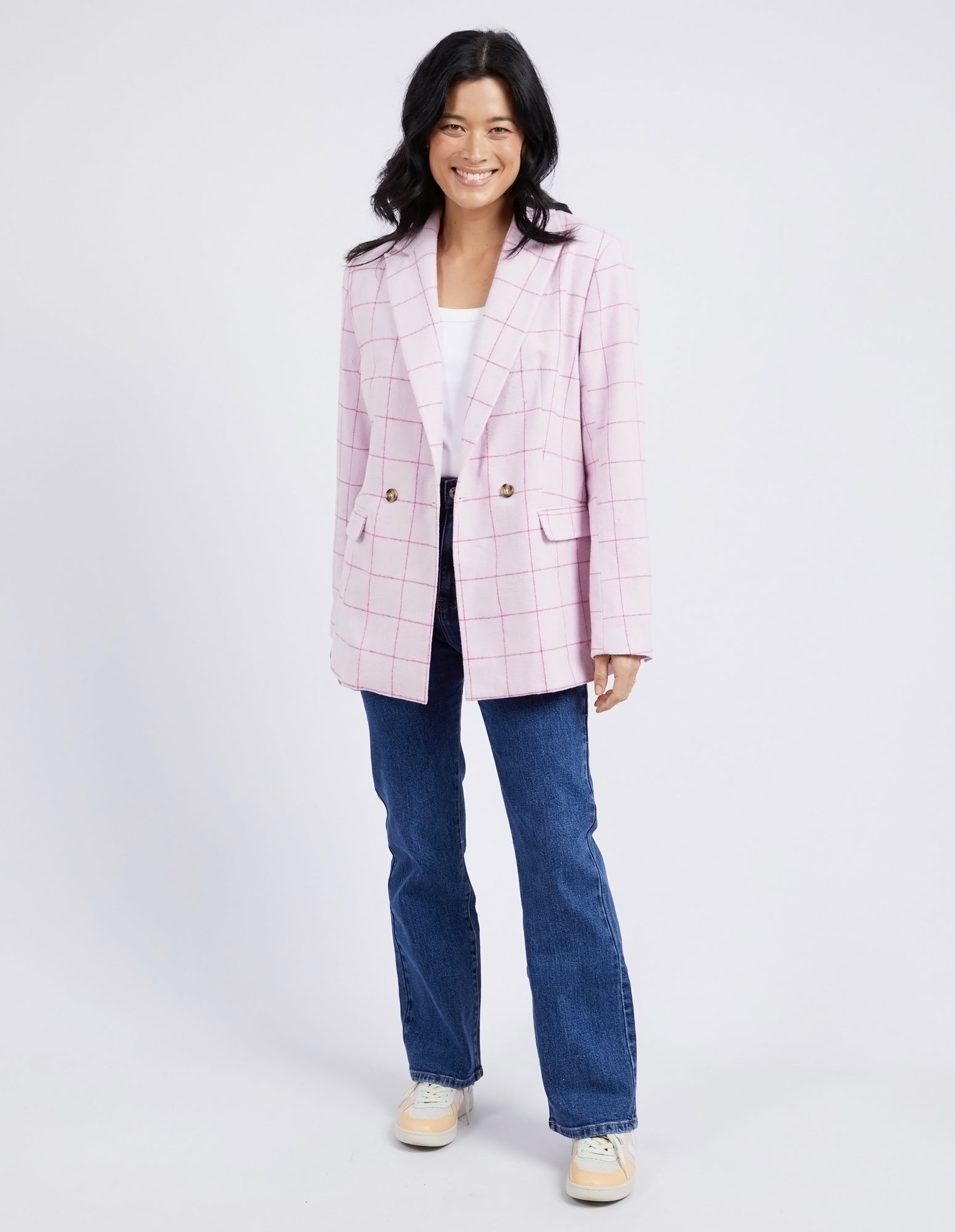 Elm Tansy Check Blazer - Powder Pink/Shocking Pink Check