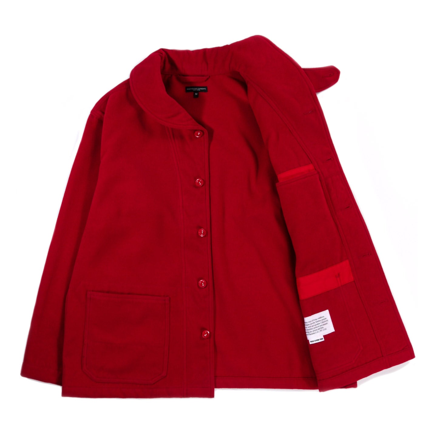 ENGINEERED GARMENTS SHAWL COLLAR COVER JACKET RED POLY FAKE MELTON