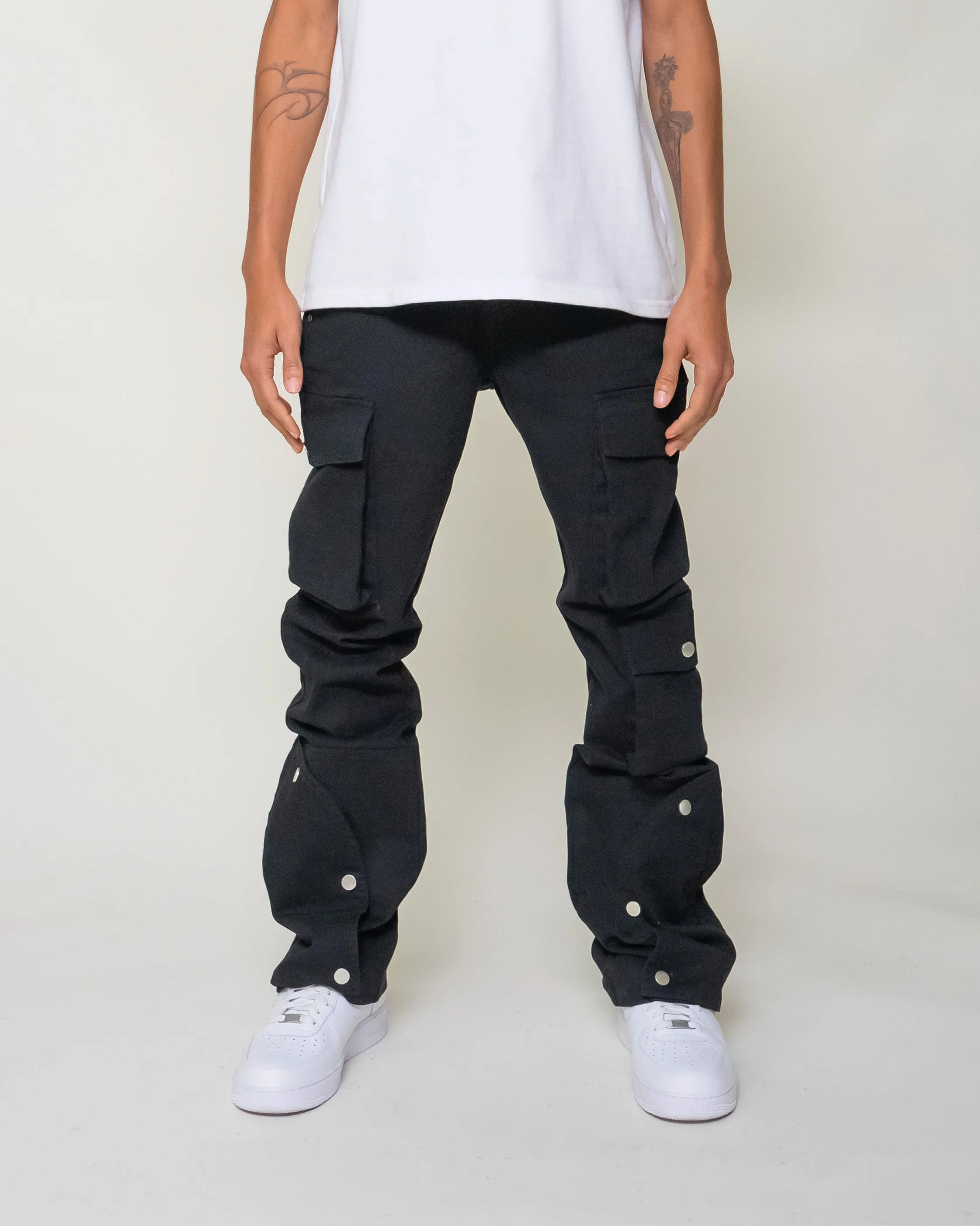 EPTM CLEAN POCKET FLARE PANTS - BLACK