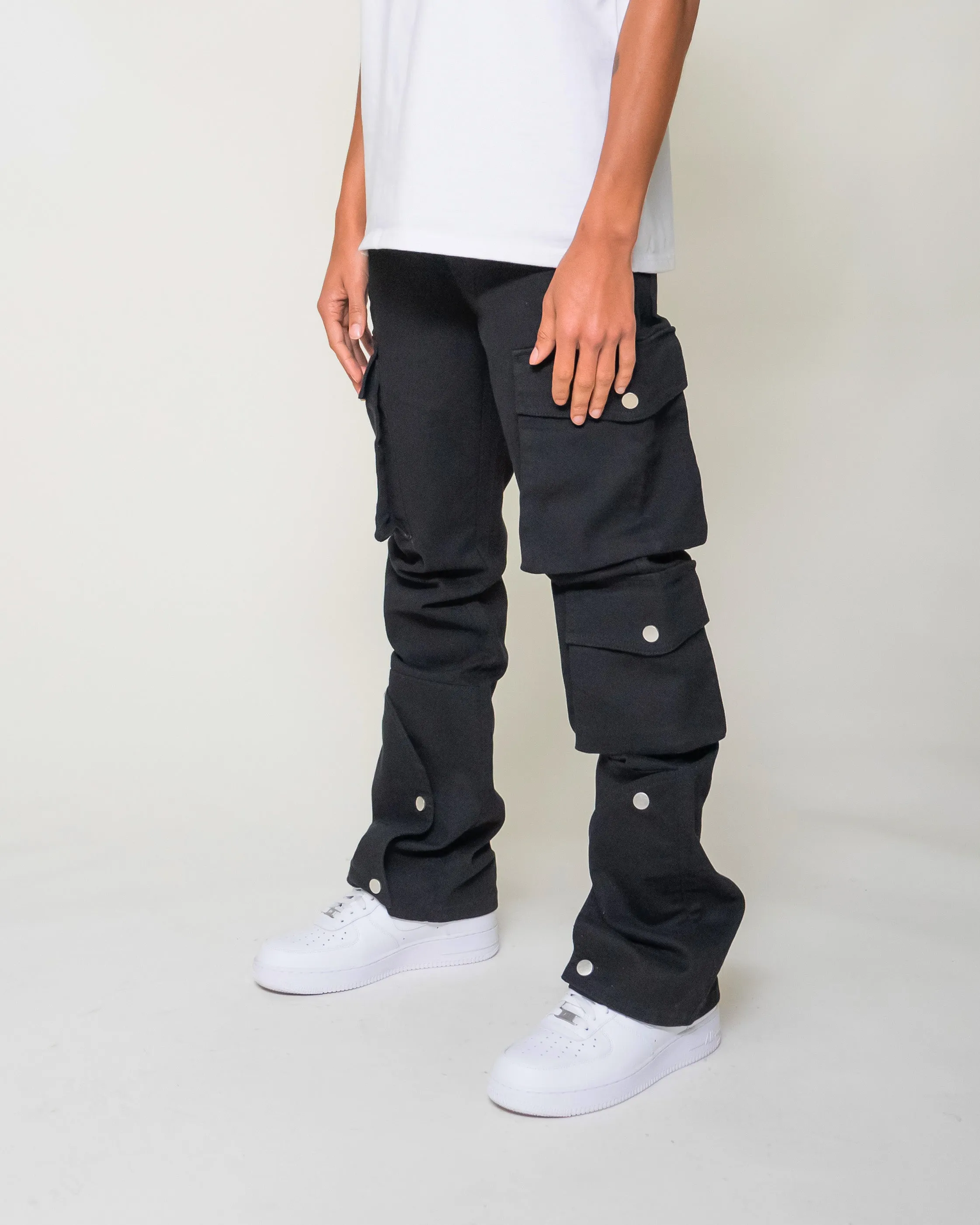 EPTM CLEAN POCKET FLARE PANTS - BLACK