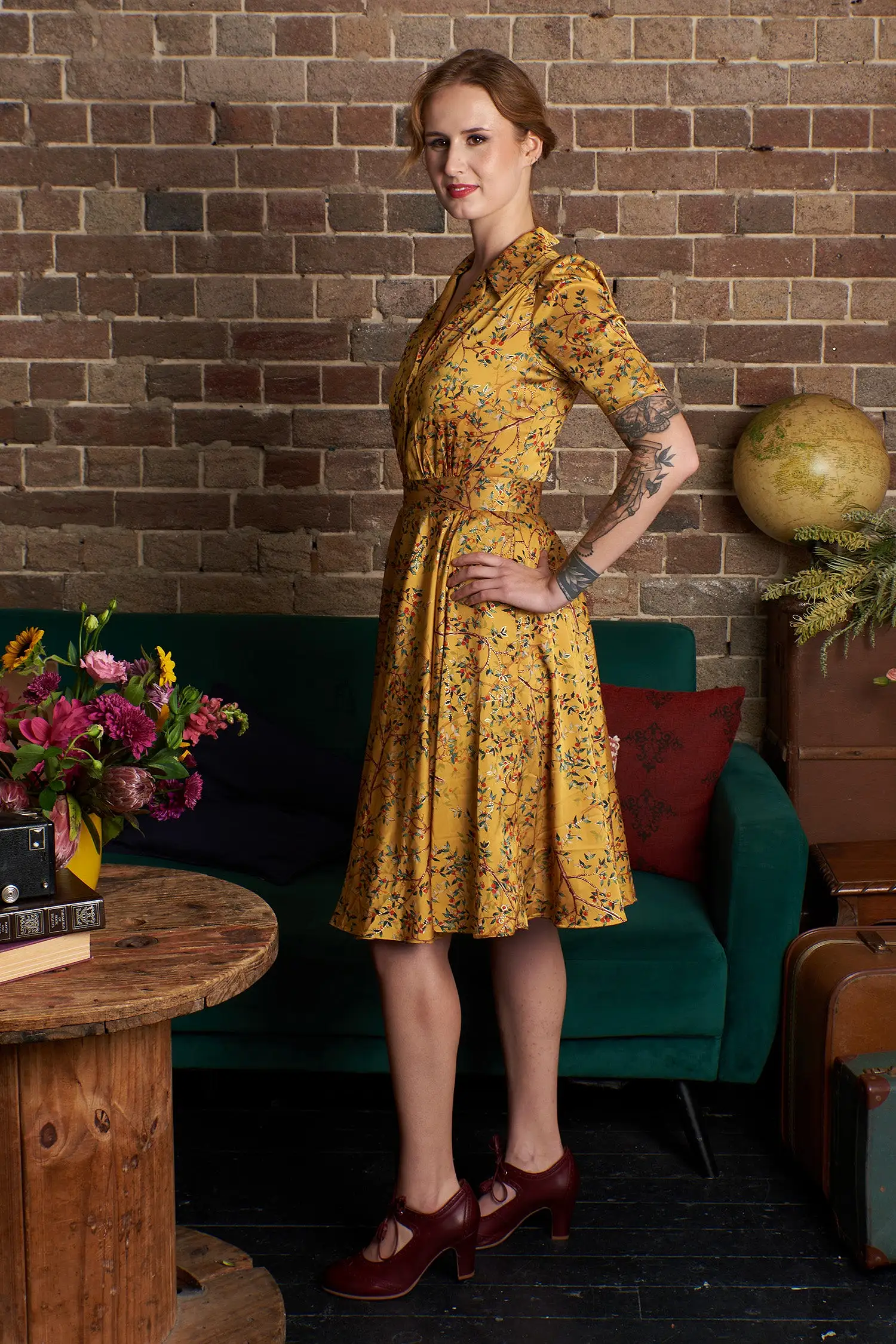 Farah Yellow Berries Shirt Dress