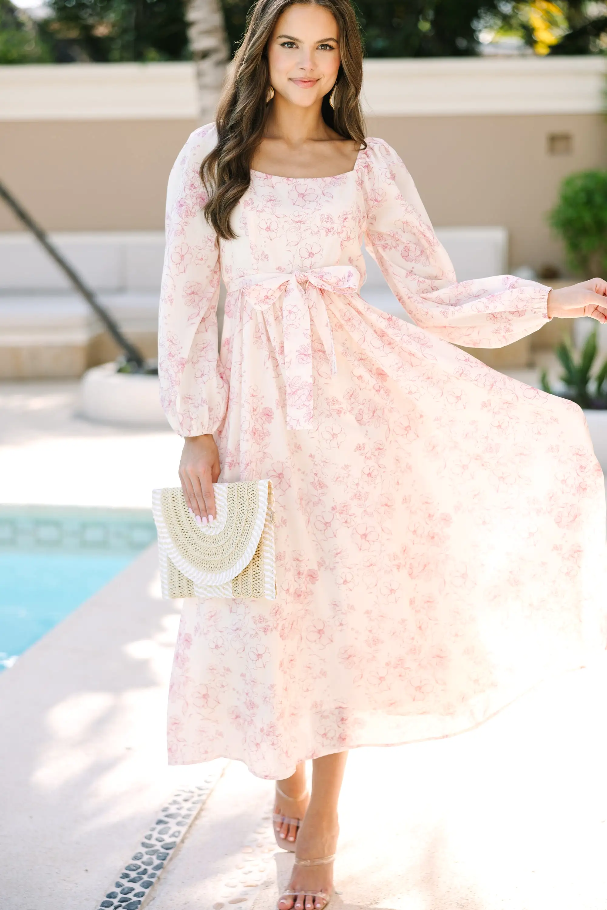 Feeling Oh So Sweet Pink Floral Midi Dress