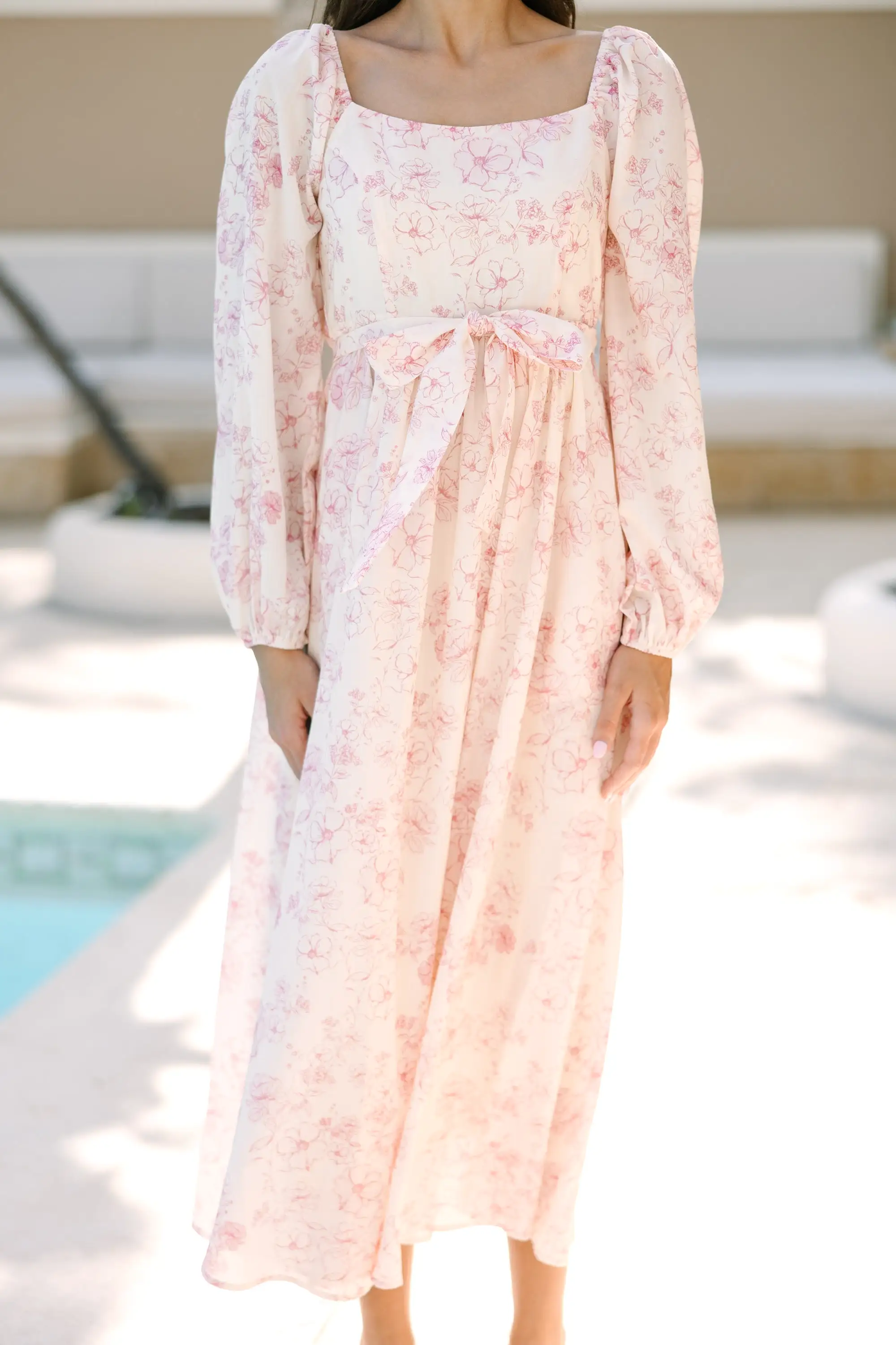 Feeling Oh So Sweet Pink Floral Midi Dress