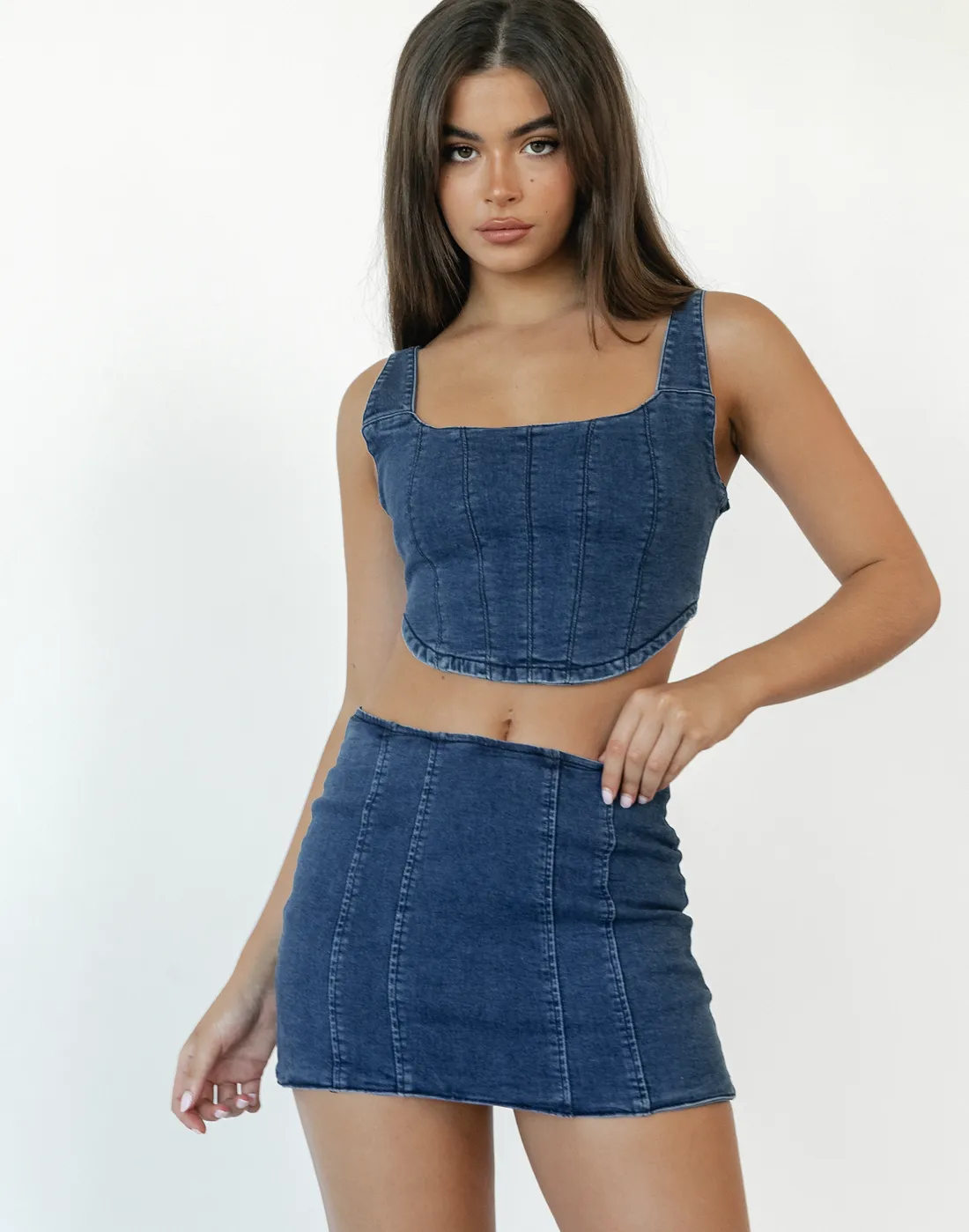 Focus Mini Skirt (Denim)